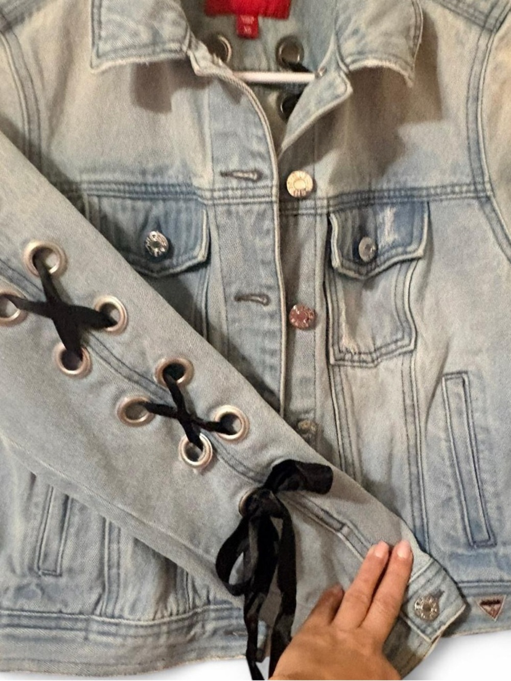 GUESS Light Blue Distressed Denim Jacket